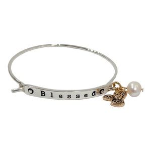 Silver Blessed Fashion Bracelet With Angel and Pearl Charm